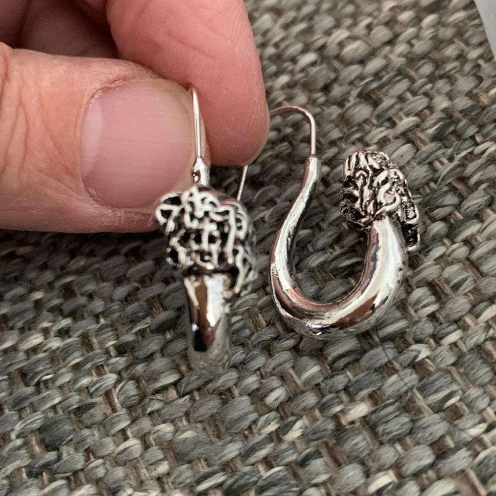 Medusa-shaped Earrings, Bohemian Minimalist, silver tone-so unique!